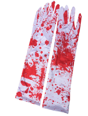 Blood Graphic Long Gloves - Cotton Masquerade Accessory