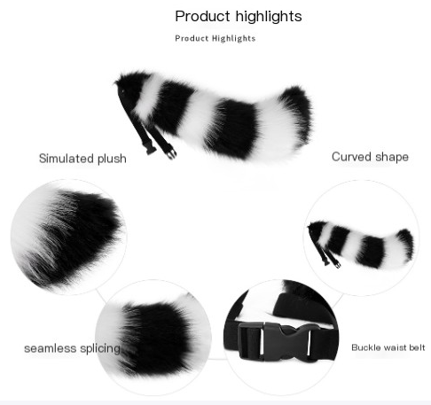 Striped Fox Tail Cosplay Accessory - Anime Convention Prop