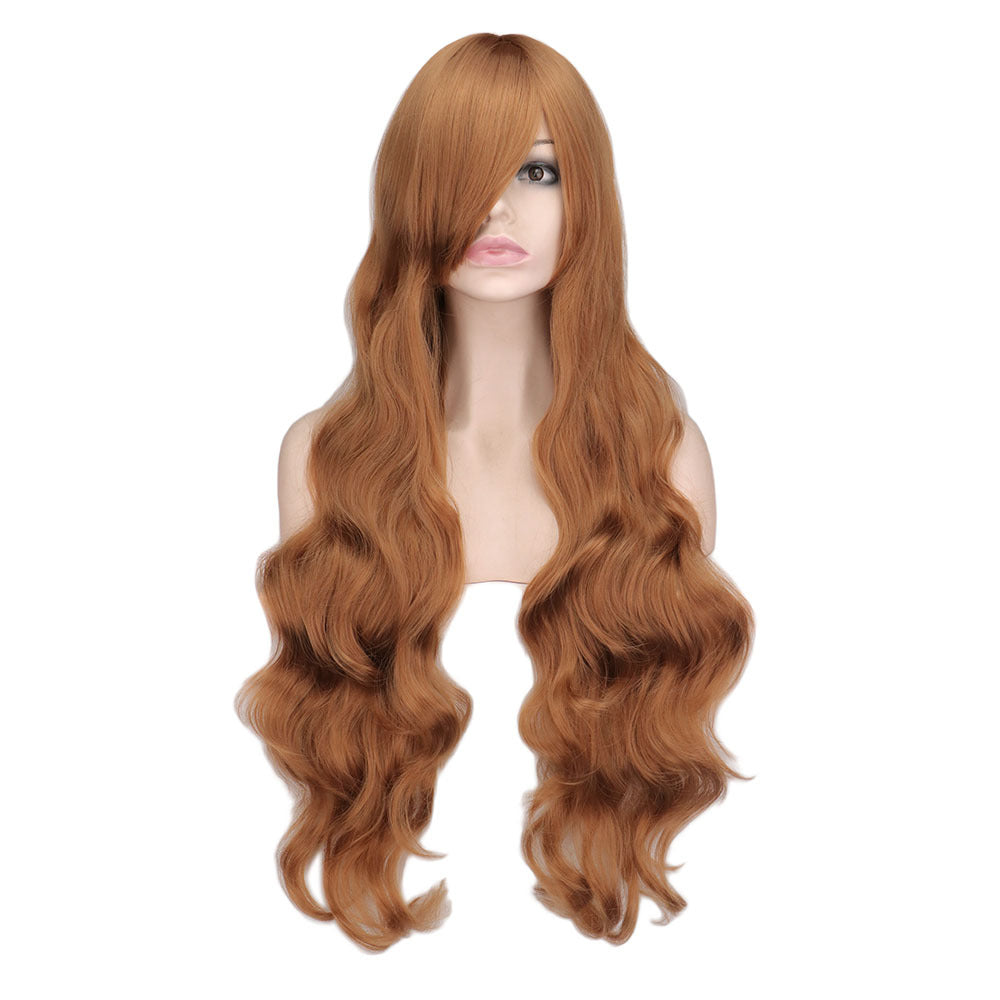 Dark Red Long Curly Mermaid Anime Cosplay Wig - front view