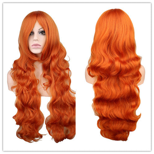 Dark Red Long Curly Mermaid Anime Cosplay Wig - detail view