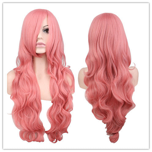 Dark Red Long Curly Mermaid Anime Cosplay Wig - side view