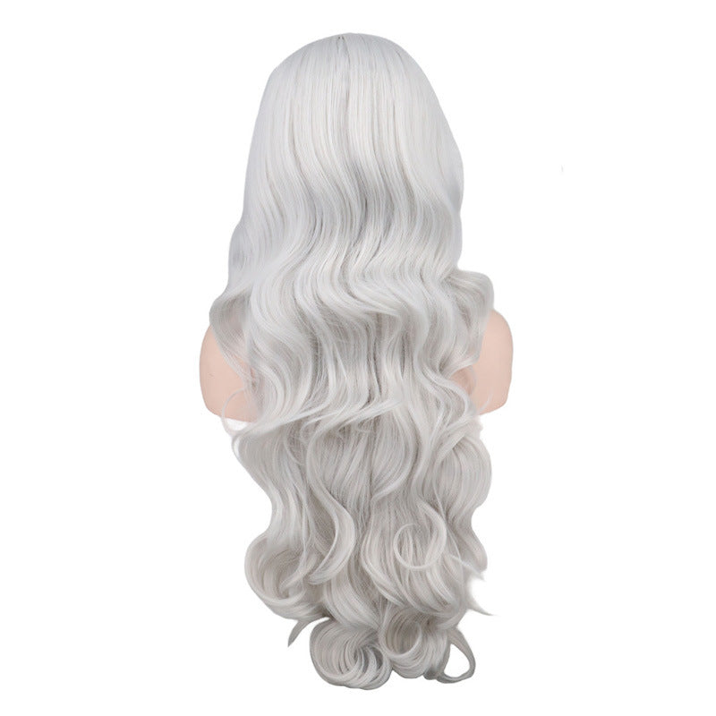 Dark Red Long Curly Mermaid Anime Cosplay Wig - detail view