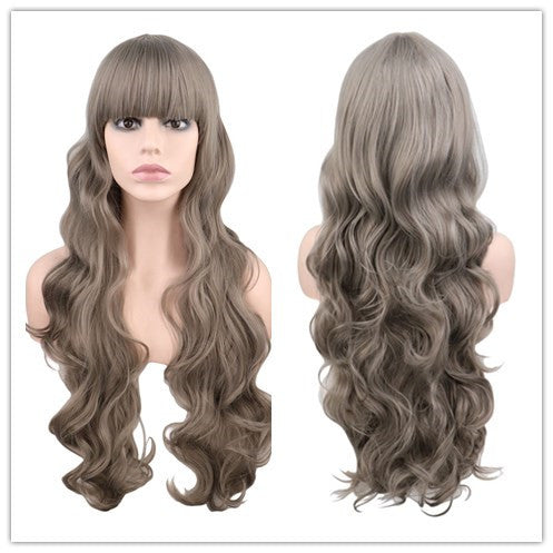 Dark Red Long Curly Mermaid Anime Cosplay Wig - side view