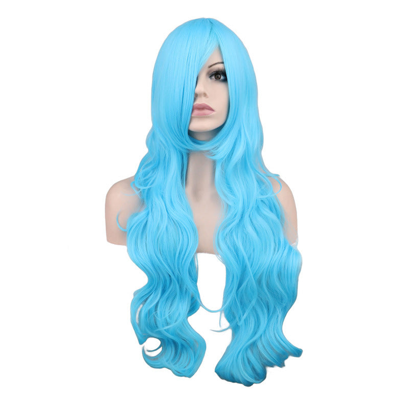 Dark Red Long Curly Mermaid Anime Cosplay Wig - styled view