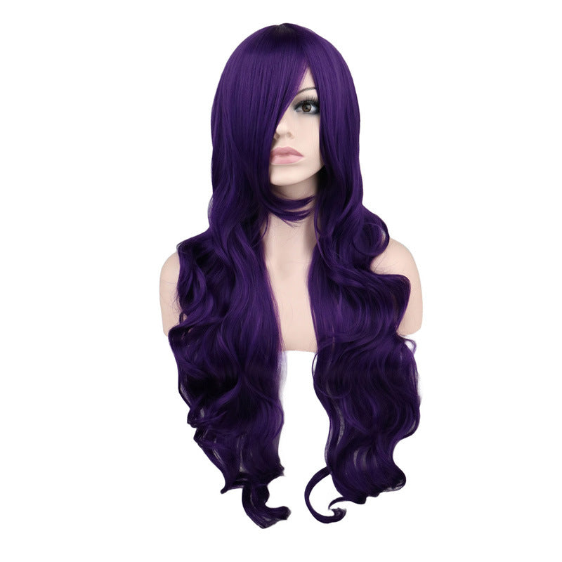 Dark Red Long Curly Mermaid Anime Cosplay Wig - close-up