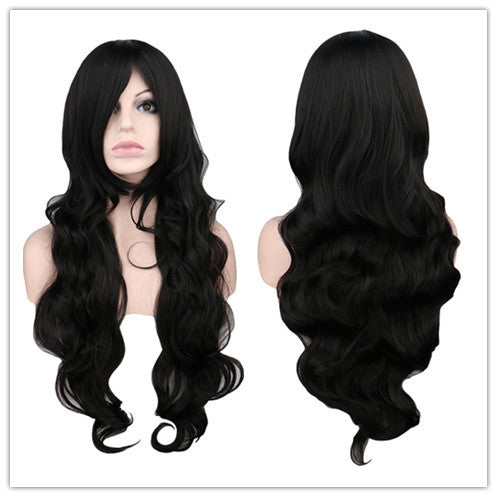 Dark Red Long Curly Mermaid Anime Cosplay Wig - scale view