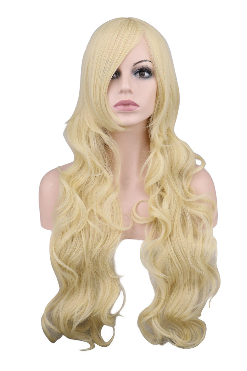Dark Red Long Curly Mermaid Anime Cosplay Wig - alternate angle