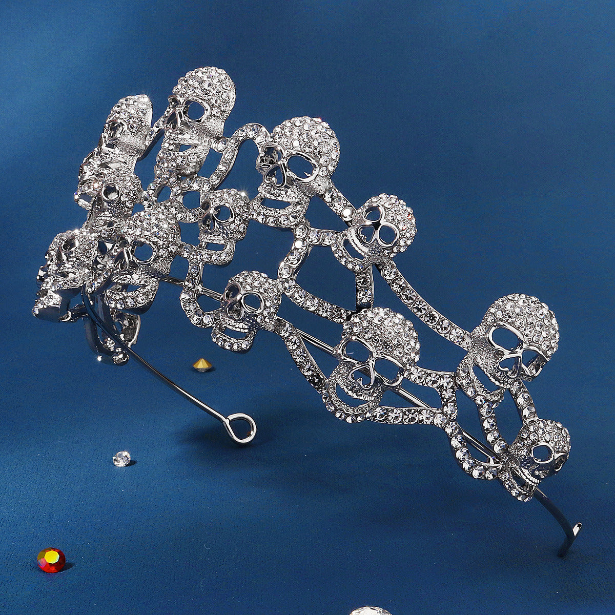 Skull Rhinestone Crown - Gothic Punk Tiara Headband