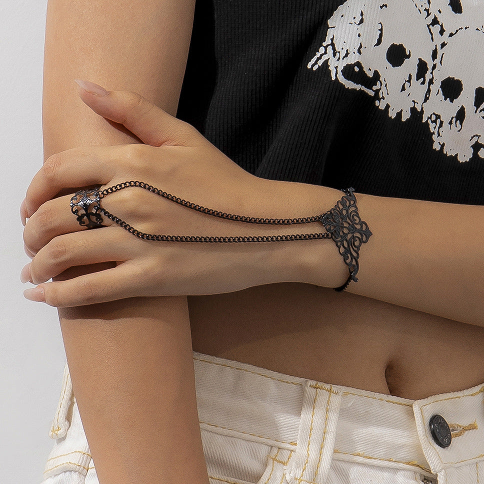 Gothic Triangle Crown Ring Bracelet - Europunk Geometric Design