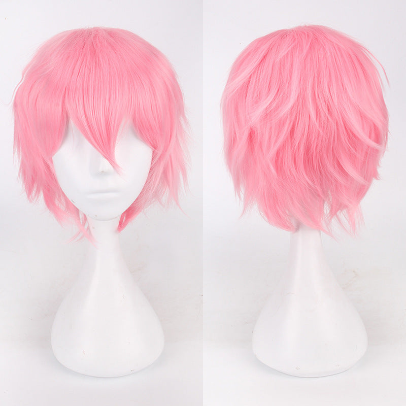 30cm Black and Pink Cosplay Wig for Students
