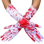 Blood Graphic Long Gloves - Cotton Masquerade Accessory