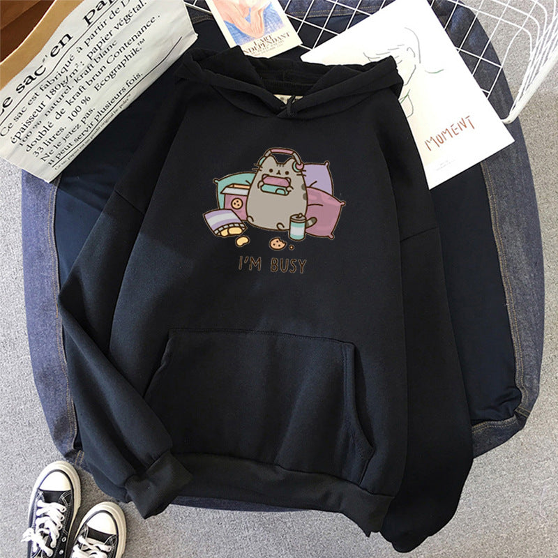Kawaii Cat Hoodie for Women - Harajuku Polyester Sweater