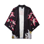 Japanese Kimono Jacket - Three-Quarter Sleeve, Stripe Pattern
