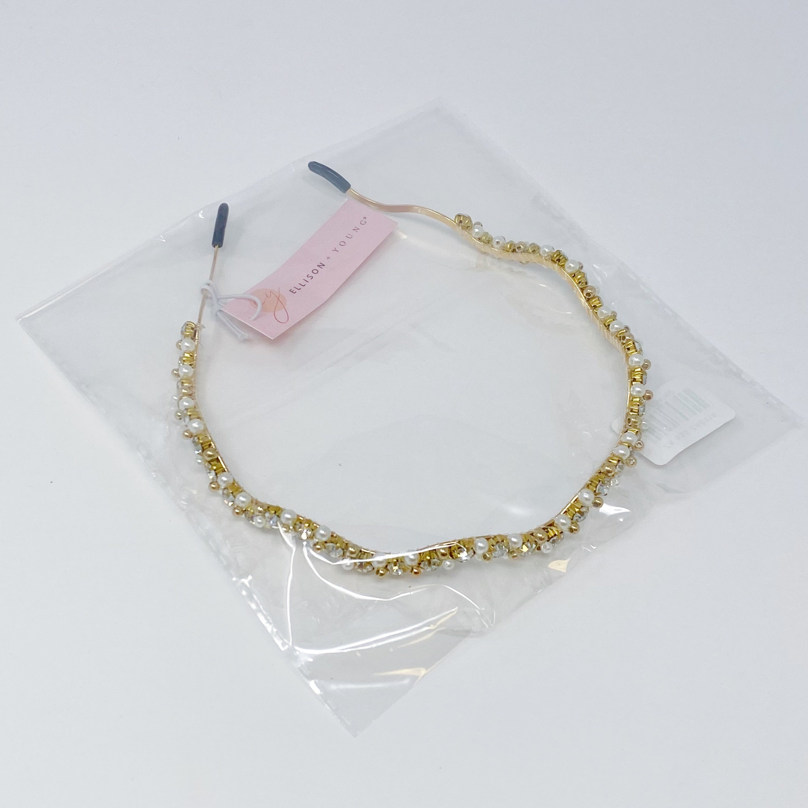 Bedazzled Crystal Headband - Pearl & Crystal Wavy Design