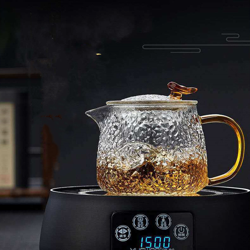 Electric Ceramic Tea Set with Glass Kettle - styled view