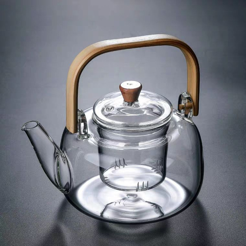 Electric Ceramic Tea Set with Glass Kettle - close-up