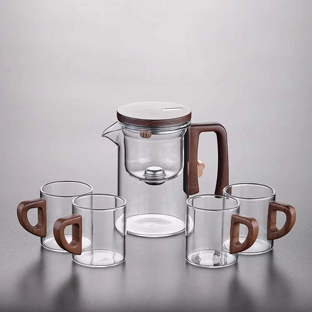 Elegant Glass Tea Set - side view
