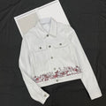 Embroidered Butterfly Pattern Denim Jacket, High Quality - front view