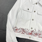 Embroidered Butterfly Pattern Denim Jacket, High Quality - styled view