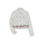 Embroidered Butterfly Pattern Denim Jacket, High Quality - alternate angle