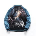 Embroidered Koi Short Baseball Jacket - side view