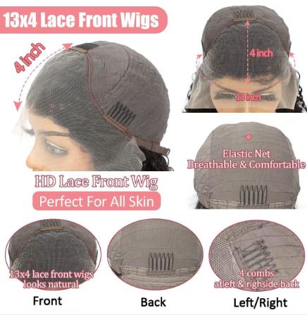 European & American Human Hair Lace Front Wig Cap for Ladies, Black - close-up