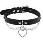 eYLun Women Leather Choker Collar Necklaces Punk Choker Goth Heart Chain Choker White - front view