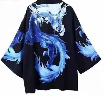 Unisex Kimono Jacket - Loose Print, Three-Quarter Sleeve
