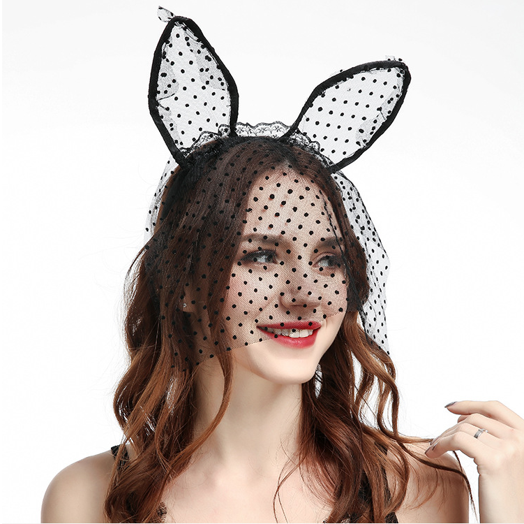 Lace Veil Cat Ear Headband - Delicate Tulle Cosplay Accessory