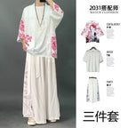 Japanese Kimono Jacket - Three-Quarter Sleeve, Stripe Pattern
