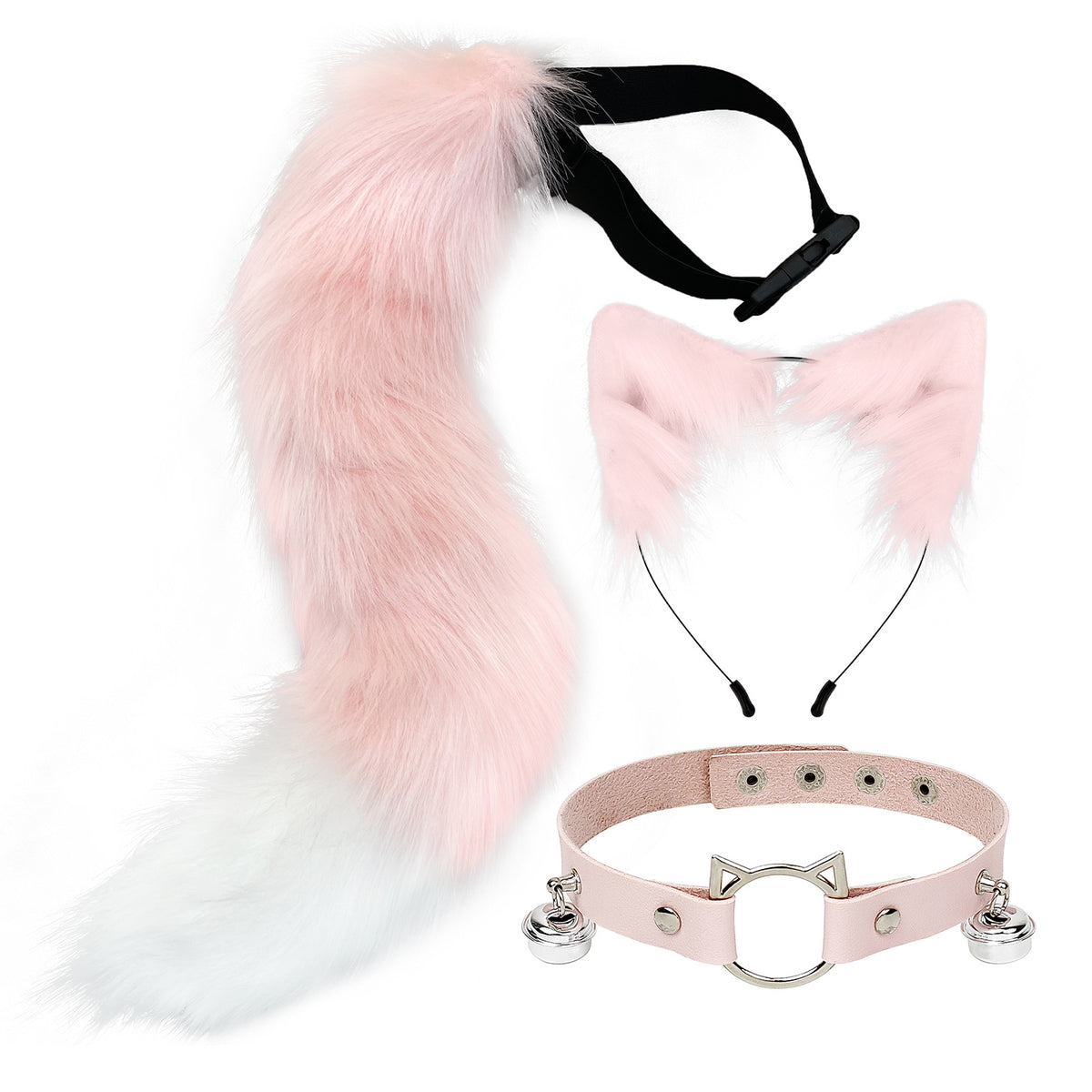 Faux Cat Ear Headband & Fox Tail Accessory Set - front view