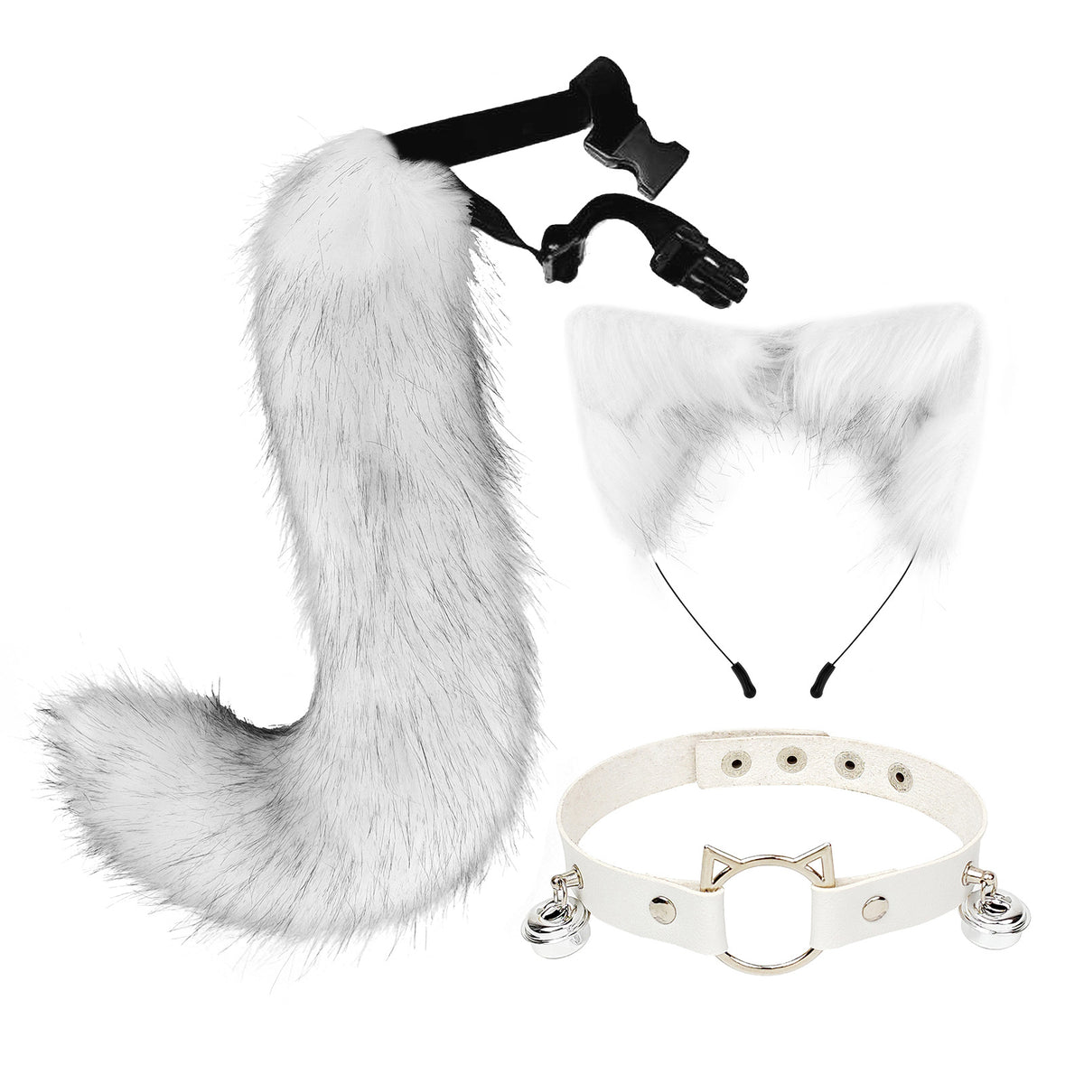 Faux Cat Ear Headband & Fox Tail Accessory Set - detail view