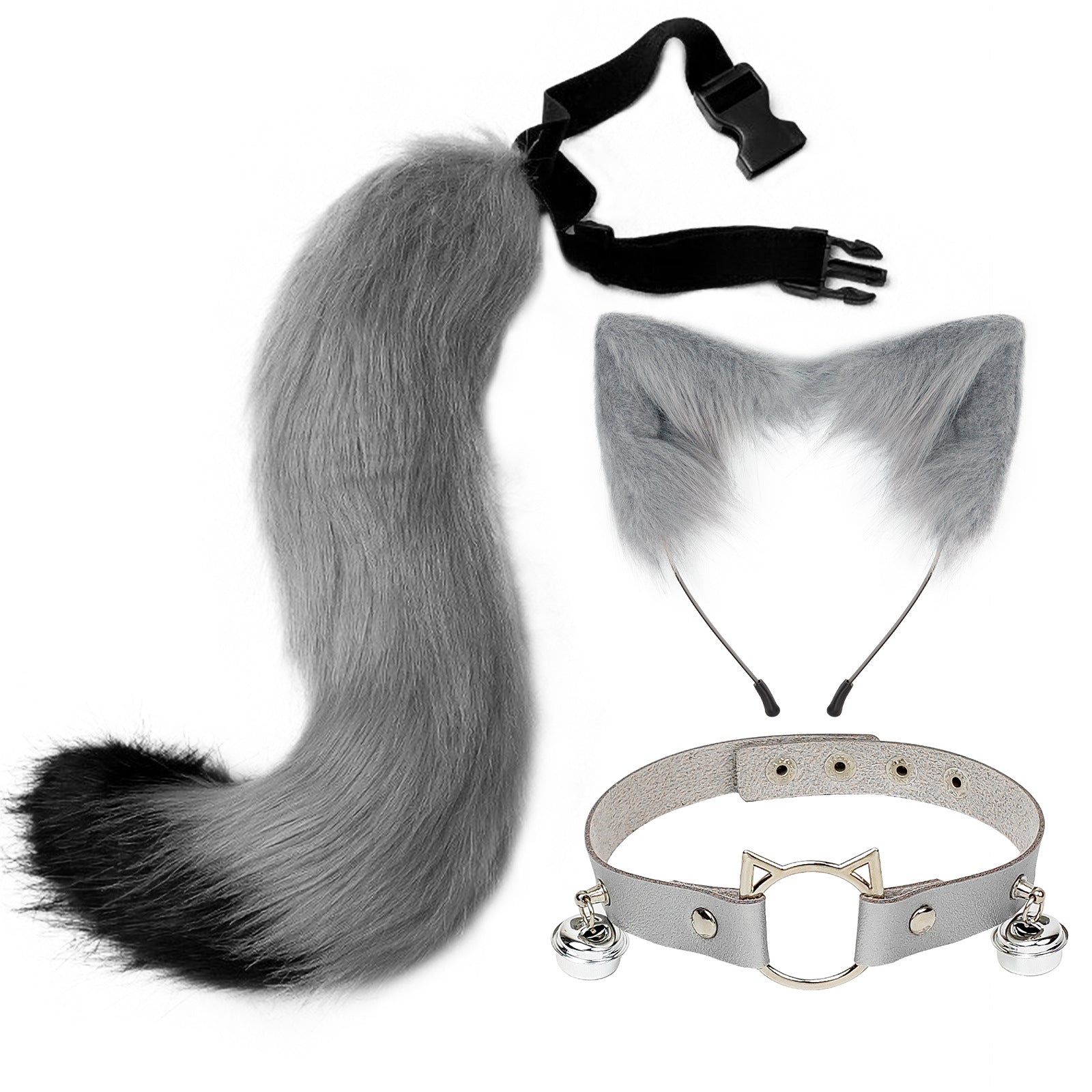 Faux Cat Ear Headband & Fox Tail Accessory Set - side view