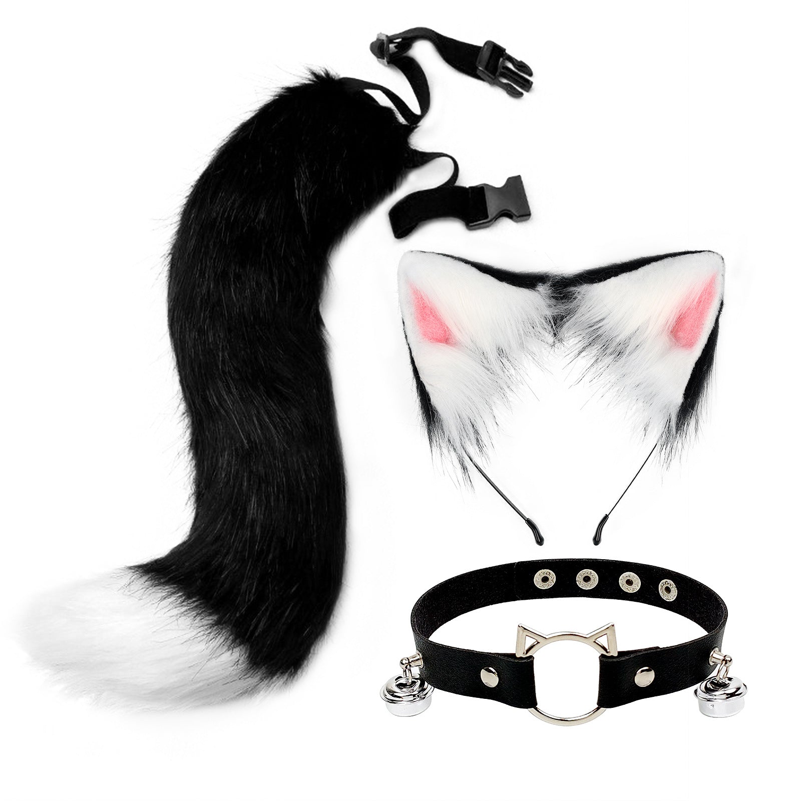 Faux Cat Ear Headband & Fox Tail Accessory Set - styled view