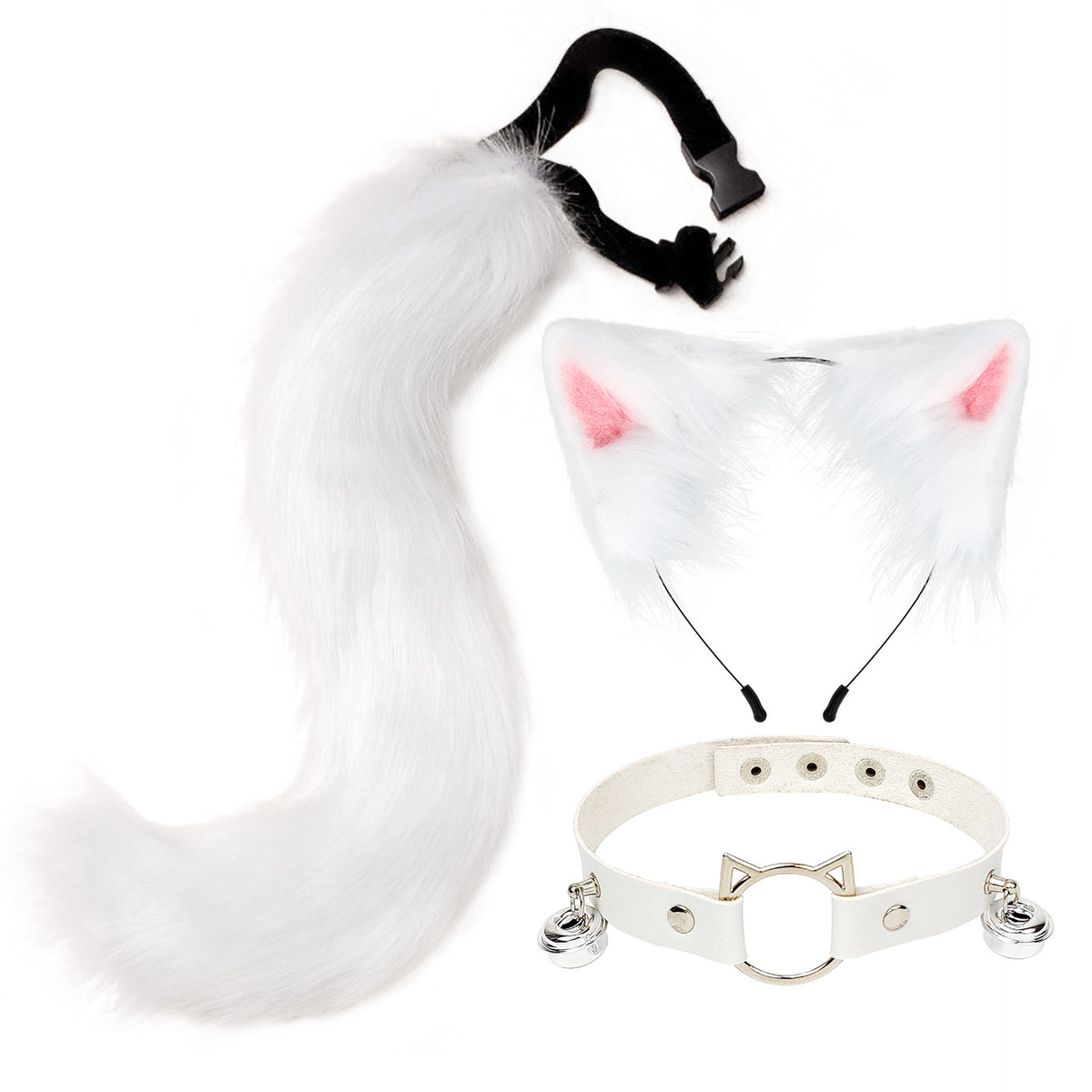 Faux Cat Ear Headband & Fox Tail Accessory Set - scale view