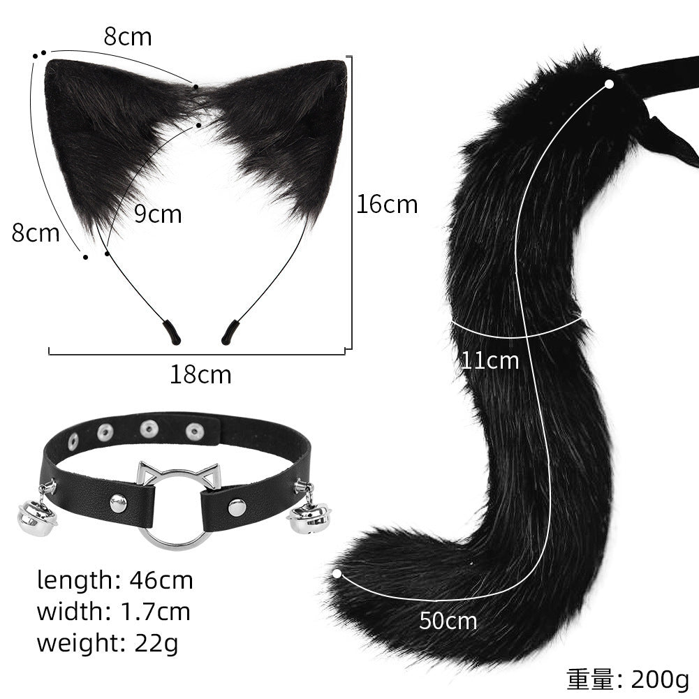 Faux Cat Ear Headband & Fox Tail Accessory Set - alternate angle