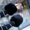 Faux Fur Arm Warmers and Gloves with Windproof Cuffs - front view