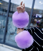 Faux Fur Arm Warmers and Gloves with Windproof Cuffs - detail view