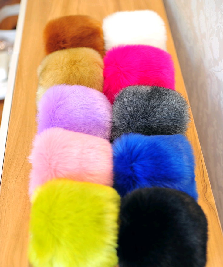Faux Fur Arm Warmers and Gloves with Windproof Cuffs - side view