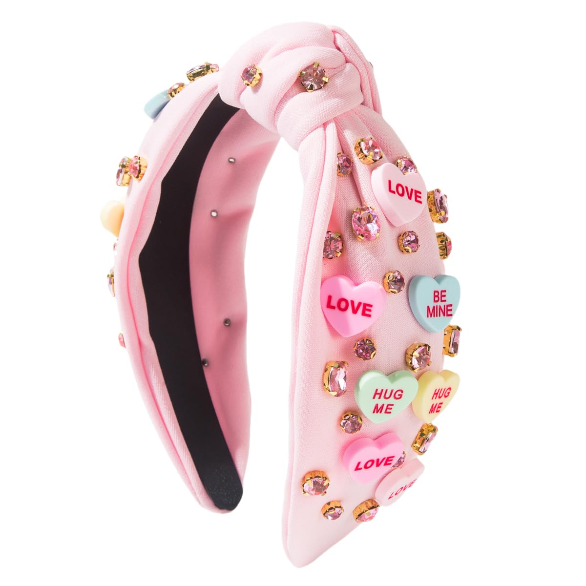 Valentine's Day Knotted Headband - Crystal Heart Design