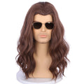 Mens Long Curly Wavy Wig - Heat-Resistant, Adjustable Cap