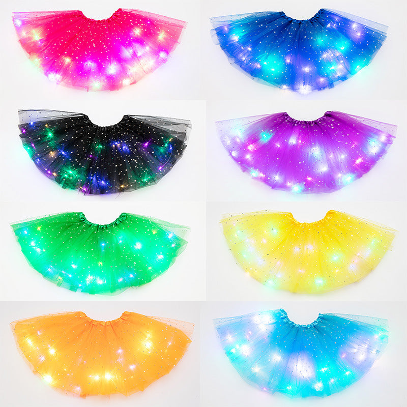 LED Light-Up Sequin Tutu Skirt - Stretch Waist Party Wear