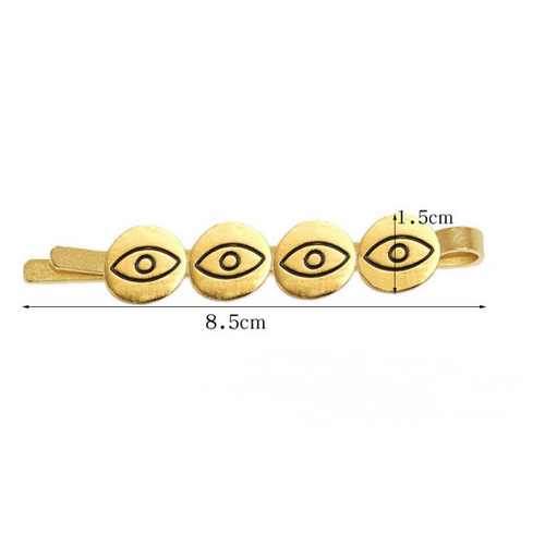 Gold-Plated Devil Eye Hairpin Hair Clip - detail view