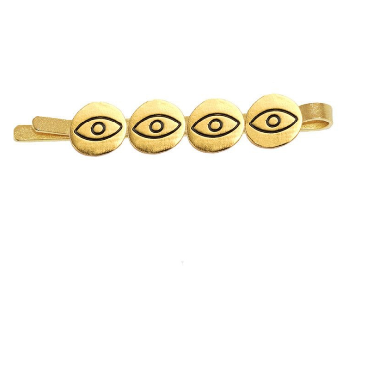 Gold-Plated Devil Eye Hairpin Hair Clip - close-up