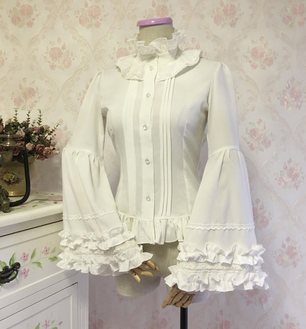 Gothic Vintage Lolita Dress with Lace Blouse and Sleeves - in use