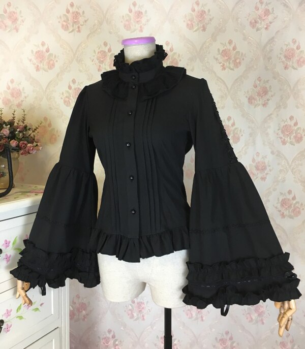 Gothic Vintage Lolita Dress with Lace Blouse and Sleeves - back view