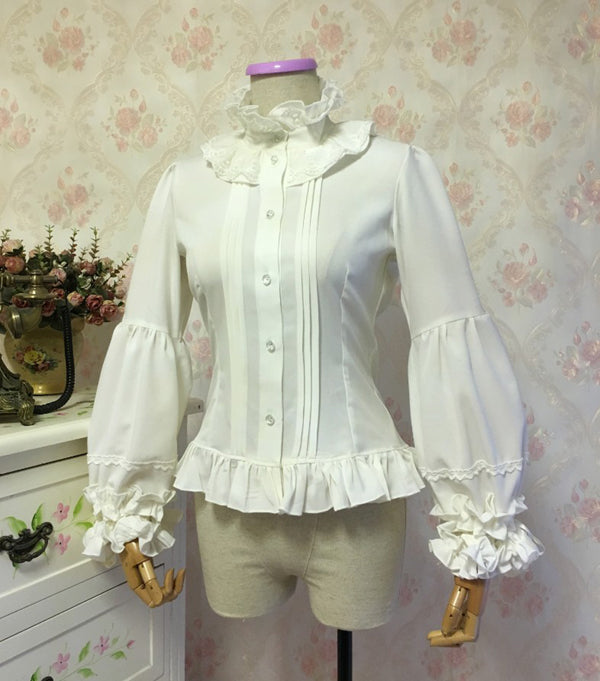 Gothic Vintage Lolita Dress with Lace Blouse and Sleeves - alternate angle