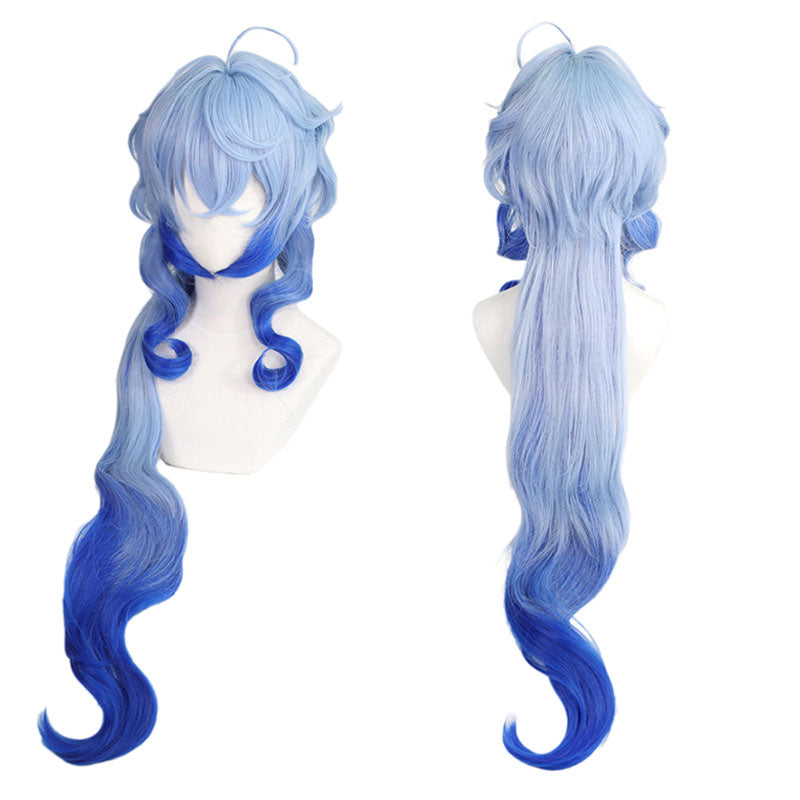 Gradient Blue Long Cosplay Wig with Heat-Resistant Hair - front view