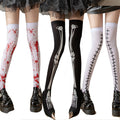 Halloween Christmas Party Blood Print Thigh High Socks - front view
