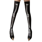 Halloween Christmas Party Blood Print Thigh High Socks - scale view